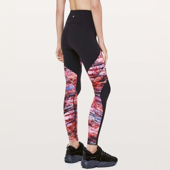 Lululemon | Sweat & Repeat Tight 28 Leggings | Black / Dahliascape Multi - Picture 3 of 8